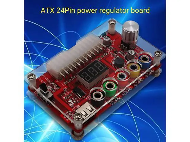 Alt view image 6 of 7 - ATX 24 Pins Power Supply Breakout Board and Acrylic Case Kit Module Adapter Power Connector Support 3.3V/5V/12V 1.8V-10.8V(ADJ)