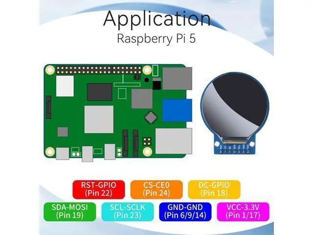Alt view image 4 of 5 - YELUFT 5pcs 1.28 Inch TFT LCD Display Module Round 240 x 240 Pixel RGB 65K Color GC9A01 Driver 4 Wire SPI Interface Self-Luminous Display Board for Arduino/Raspberry Pi/ESP32 (Pre-Soldered)