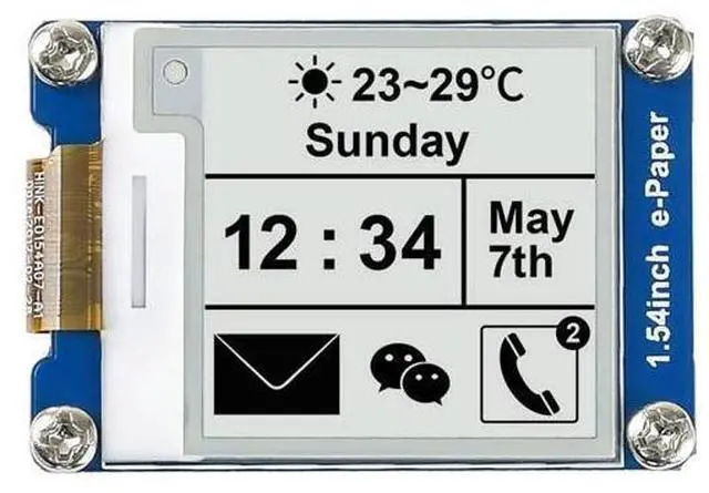 Main image of Waveshare 1.54inch E-Ink Display Module Compatible with Raspberry Pi 5/4B/3B/Zero/Zero W/Zero 2W/Pico/Pico W/Pico WH, 200x200 Resolution SPI Interface Supports Partial Refresh.