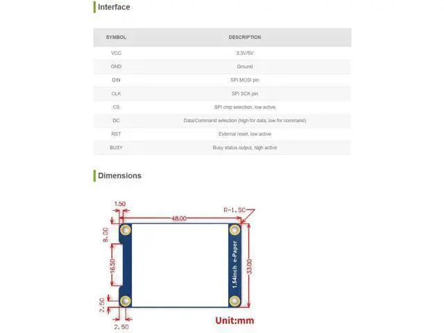 Alt view image 5 of 5 - Waveshare 1.54inch E-Ink Display Module Compatible with Raspberry Pi 5/4B/3B/Zero/Zero W/Zero 2W/Pico/Pico W/Pico WH, 200x200 Resolution SPI Interface Supports Partial Refresh.