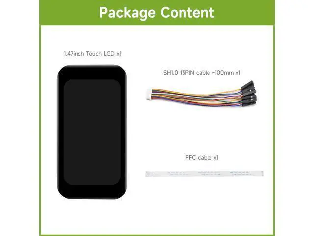 Alt view image 2 of 5 - Waveshare 1.47inch LCD Display Module with Touch Panel, Compatible with Raspberry Pi/Pi Pico/ ESP32S3, Micro LCD Display, 172320 Resolution, IPS, SPI and I2C Communication, 262K Display Color