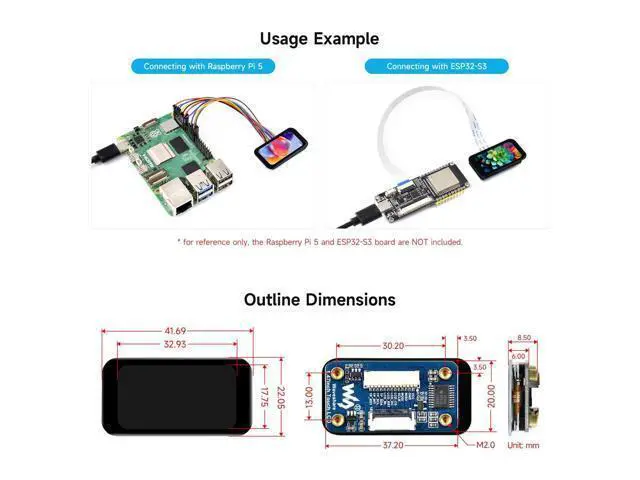 Alt view image 5 of 5 - Waveshare 1.47inch LCD Display Module with Touch Panel, Compatible with Raspberry Pi/Pi Pico/ ESP32S3, Micro LCD Display, 172320 Resolution, IPS, SPI and I2C Communication, 262K Display Color