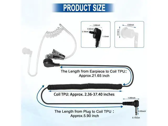 Alt view image 2 of 5 - 5 Pack 3.5mm Listen-only Earpiece for Motorola APX4000 APX6000 APX7000,1 Pin Listen Only Acoustic Tube Earbud Headset for Kenwood TK-2140 TK-2180 for BaoFeng Law Enforcement Surveillance Headset