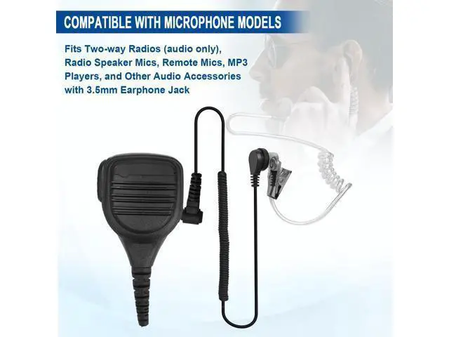 Alt view image 5 of 5 - 5 Pack 3.5mm Listen-only Earpiece for Motorola APX4000 APX6000 APX7000,1 Pin Listen Only Acoustic Tube Earbud Headset for Kenwood TK-2140 TK-2180 for BaoFeng Law Enforcement Surveillance Headset
