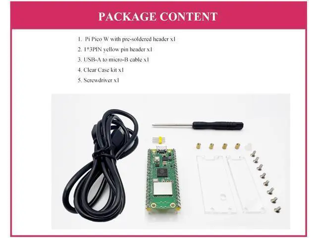 Alt view image 2 of 7 - Pre-Soldered Header Raspberry Pi Pico W, Built-in WiFi Support 2.4 GHZ Wi-Fi 4, Based on Official RP2040 Dual-Core Processor,Dual-core Arm Cortex M0+ ProcessorComes with Pico W Board and Case