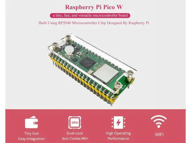 Alt view image 3 of 7 - Pre-Soldered Header Raspberry Pi Pico W, Built-in WiFi Support 2.4 GHZ Wi-Fi 4, Based on Official RP2040 Dual-Core Processor,Dual-core Arm Cortex M0+ ProcessorComes with Pico W Board and Case
