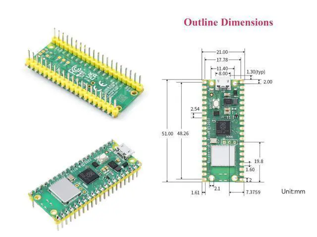 Alt view image 7 of 7 - Pre-Soldered Header Raspberry Pi Pico W, Built-in WiFi Support 2.4 GHZ Wi-Fi 4, Based on Official RP2040 Dual-Core Processor,Dual-core Arm Cortex M0+ ProcessorComes with Pico W Board and Case