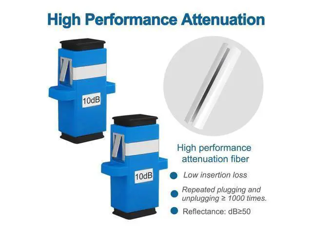 Alt view image 2 of 5 - PklzNet 25PCS 10dB SC-UPC Flange Fiber Optical attenuators Single Mode, Female to Female singal Attenuation Connector Fixed Direct Insert Adapter