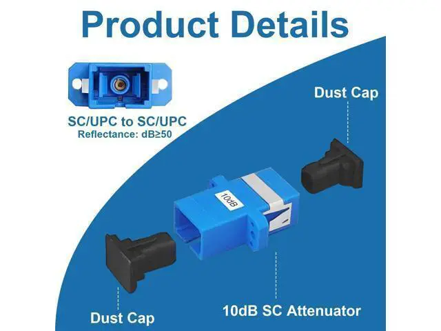 Alt view image 3 of 5 - PklzNet 25PCS 10dB SC-UPC Flange Fiber Optical attenuators Single Mode, Female to Female singal Attenuation Connector Fixed Direct Insert Adapter