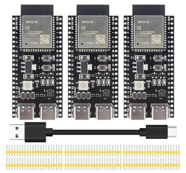 Main image of 3PCS ESP32 S3 Development Board 2.4G WiFi BT Module Internet of Things ESP32-S3-WROOM-1 N16R8 MCU 44Pin 8M PSRAM with 1pc 50CM Type-C Cable Set