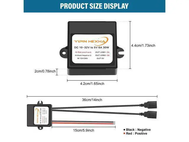 Alt view image 3 of 5 - 2PCS DC 12V 24V to 5V 6A 30W Dual USB Female DC Step Down Converter Power Adapter Buck Module