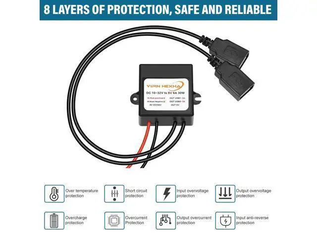 Alt view image 2 of 5 - 2PCS DC 12V 24V to 5V 6A 30W Dual USB Female DC Step Down Converter Power Adapter Buck Module