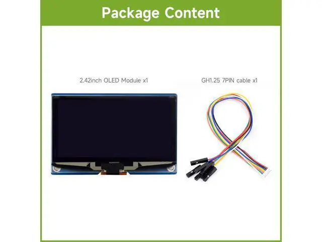 Alt view image 2 of 5 - Waveshare 2.42inch OLED Display Module, 12864 Resolution, SPI / I2C Communication, White Version