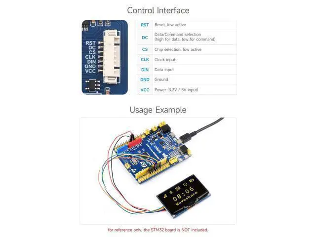 Alt view image 5 of 5 - Waveshare 2.42inch OLED Display Module, 12864 Resolution, SPI / I2C Communication, White Version