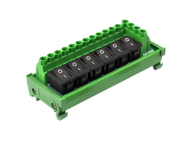 Alt view image 2 of 5 - DIN Rail Mount 6 Channel Rocker Switch DC Power Distribution Strip Module
