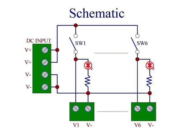Alt view image 4 of 5 - DIN Rail Mount 6 Channel Rocker Switch DC Power Distribution Strip Module