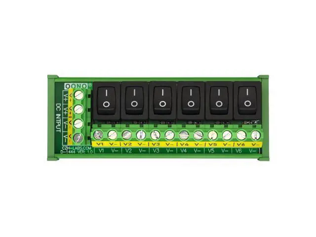 Alt view image 3 of 5 - DIN Rail Mount 6 Channel Rocker Switch DC Power Distribution Strip Module