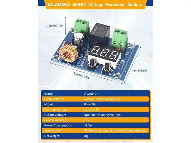 Alt view image 3 of 5 - LYLANMO 8PCS DC Voltage Protection Digital Low Voltage Protector Disconnecting Switch Cut-Off Over-Discharge Protection Module for 12-36V Lead Acid Lithium Battery