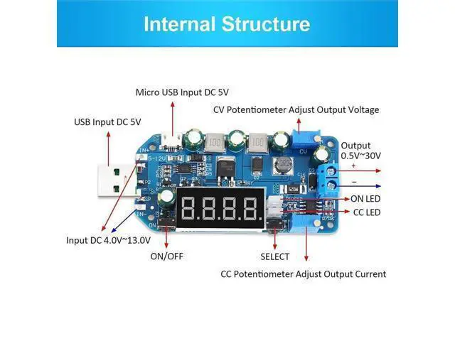 Alt view image 2 of 5 - hiBCTR 2-Piece 15W DC-DC Buck Boost Voltage Converter, 5V to 3.3V 9V 12V 24V 30V CVCC Step Up/Down Module Adjustable USB Power Supply Module with Shell.