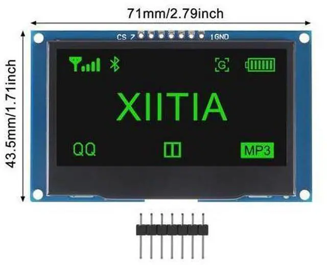 Alt view image 3 of 5 - XIITIA 2pcs 2.42 inch 128x64 OLED LCD Display Module SSD1309 7 Pin SPI/IIC I2C Serial Interface for Arduino UNO R3 (Green Light)