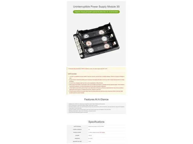 Alt view image 5 of 5 - Uninterruptible Power Supply (UPS) Module for Raspberry Pi/Jetson Nano Supports Charging and Power Output at The Same Time 3S & 5V 5A Output