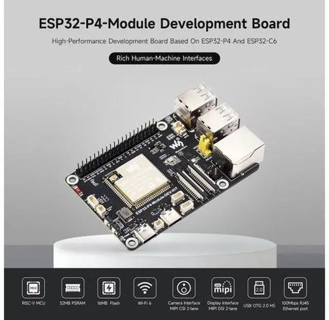 Alt view image 3 of 5 - Waveshare ESP32-P4-Module High-Performance Development Board, Based On ESP32-P4 and ESP32-C6, Supports Wi-Fi 6 and Bluetooth 5/BLE, Includes Speaker