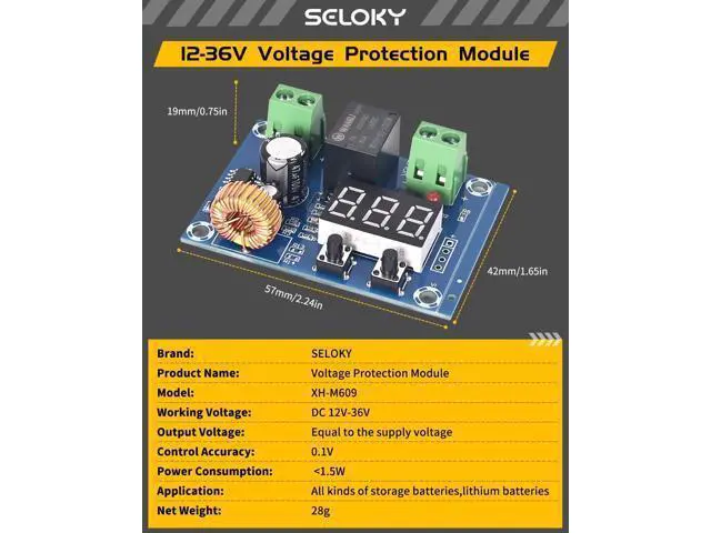 Alt view image 3 of 5 - Seloky 10PCS Digital Low Voltage Disconnect Switch 12V-36V DC Over-Discharge Protector with Auto Cut Off Battery Protection Module for Solar RV Lithium Batteries