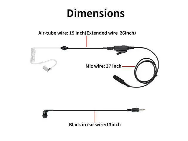 Alt view image 5 of 5 - stdgove Walkie Talkie Earpiece with Mic Ear Piece Ptt Microphone Headset for Motorola xpr 3300e 3500e 3500 xpr3300e xpr3500e xpr3500 xpr3300 2-Way Radios(in Ear Earbuds, to 3.5mm Aux Earphone)