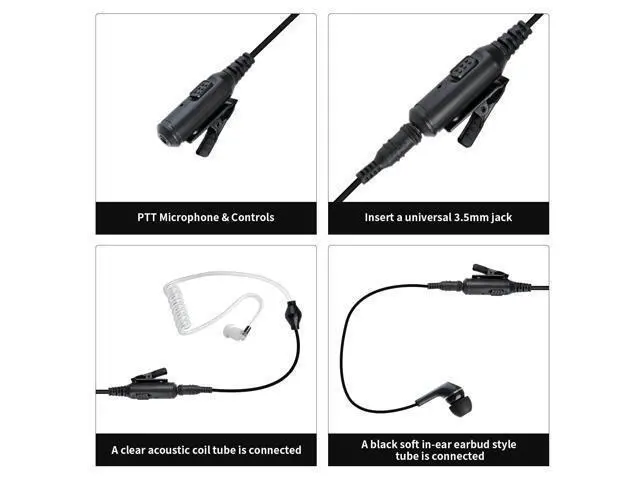 Alt view image 4 of 5 - stdgove Walkie Talkie Earpiece with Mic Ear Piece Ptt Microphone Headset for Motorola xpr 3300e 3500e 3500 xpr3300e xpr3500e xpr3500 xpr3300 2-Way Radios(in Ear Earbuds, to 3.5mm Aux Earphone)