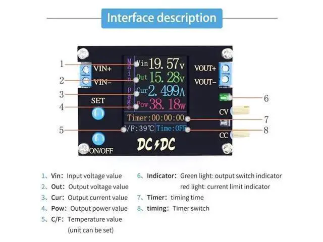 Alt view image 3 of 6 - DC DC Automatic Boost/Buck Converter CC CV Power Module 0.5-30V 4A 50W Adjustable Regulated Power Supply Voltmeter Ammeter