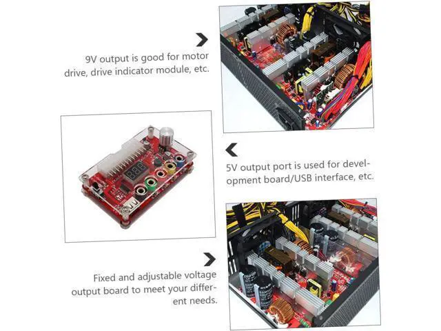 Alt view image 3 of 7 - Power Board Power Regulator Board PC Power Supply Power Adapter Voltage Converter Adjustable Power Supply PC Powersupply Desktop PC Chassis Power Adapter Red