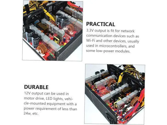 Alt view image 6 of 7 - Power Board Power Regulator Board PC Power Supply Power Adapter Voltage Converter Adjustable Power Supply PC Powersupply Desktop PC Chassis Power Adapter Red