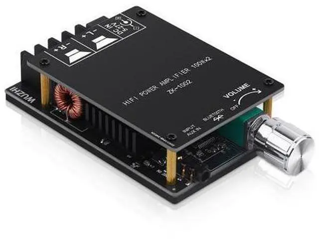 Main image of Bluetooth 5.0 Audio Amplifier Board, 100W x 2 2.0 Channel Mini HiFi Power Amplifier Receiver with Volume Control, BT and AUX Inputs, DC 5-27V Stereo AMP Module for Home DIY Speakers