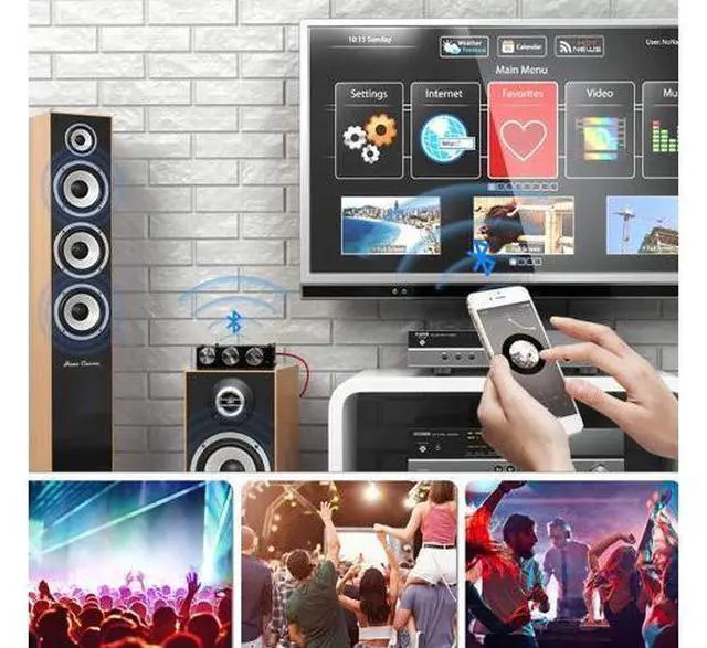 Alt view image 5 of 6 - Bluetooth Amplifier Board 2.0CH 100W*2 Mini Audio AMP with Treble and Bass Control, BT and AUX Inputs, DC 9-24V Stereo AMP Module for Home Speakers, Update Version APP Control