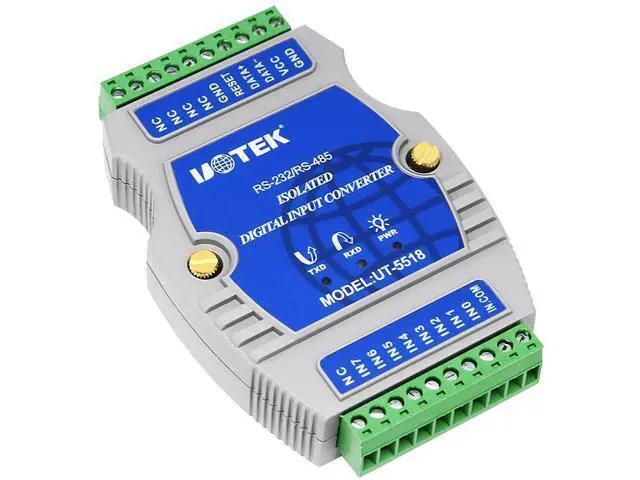 Alt view image 3 of 7 - UOTEK Digital 8 Channel Optical Isolated Wet Contact I/O Input Module Controller IO RS-232 RS-485 Adapter Modbus-RTU Support Wet and Dry Node Input UT-5518
