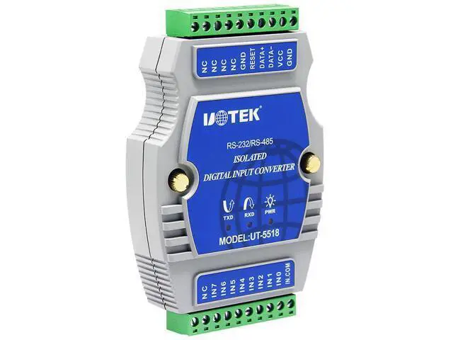 Alt view image 4 of 7 - UOTEK Digital 8 Channel Optical Isolated Wet Contact I/O Input Module Controller IO RS-232 RS-485 Adapter Modbus-RTU Support Wet and Dry Node Input UT-5518