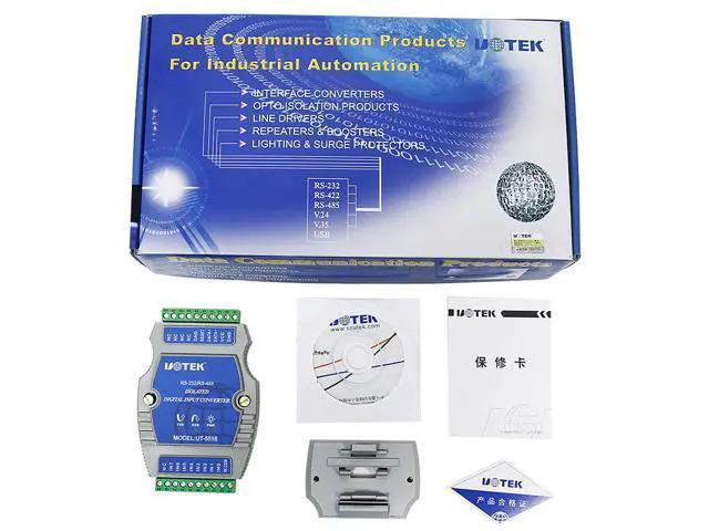 Alt view image 6 of 7 - UOTEK Digital 8 Channel Optical Isolated Wet Contact I/O Input Module Controller IO RS-232 RS-485 Adapter Modbus-RTU Support Wet and Dry Node Input UT-5518