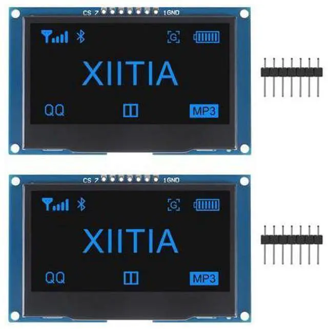 Main image of XIITIA 2pcs 2.42 inch 128x64 OLED LCD Display Module SSD1309 7 Pin SPI/IIC I2C Serial Interface for Arduino UNO R3 (Blue Light)