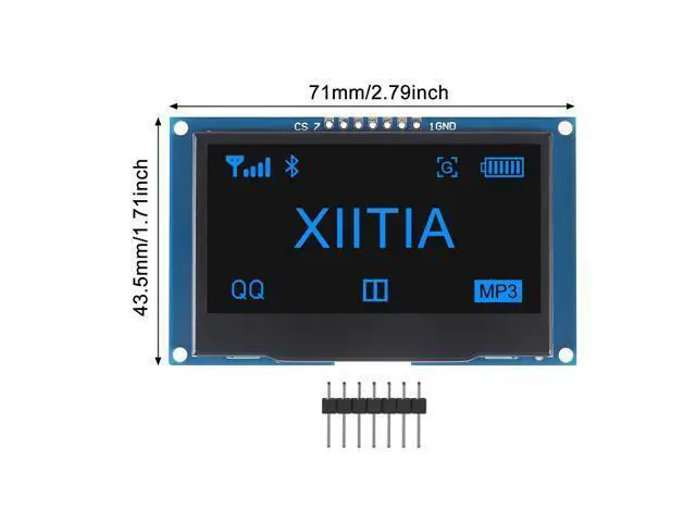 Alt view image 3 of 5 - XIITIA 2pcs 2.42 inch 128x64 OLED LCD Display Module SSD1309 7 Pin SPI/IIC I2C Serial Interface for Arduino UNO R3 (Blue Light)