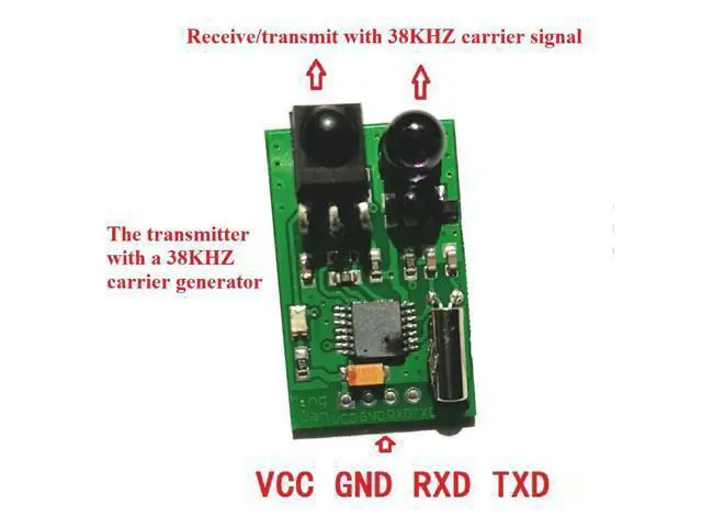 Alt view image 2 of 5 - Carrier Frequency 38KHZ Far Infrared Communication Module, Far Infrared to TTL Module GND TXD RXD VCC Transceiver Pair Tube