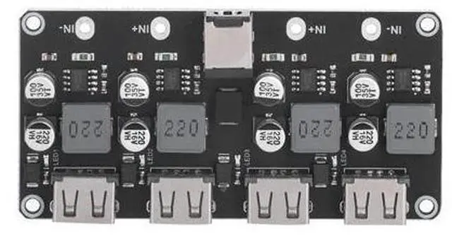 Main image of 4 - Way DC Converter Module for .0 QC3.0, USB Mobile Phone Charging Board with 90% - 97% Efficiency, Over - Voltage and Short Circuit Protection, Output 3-12V Auto Adjust for