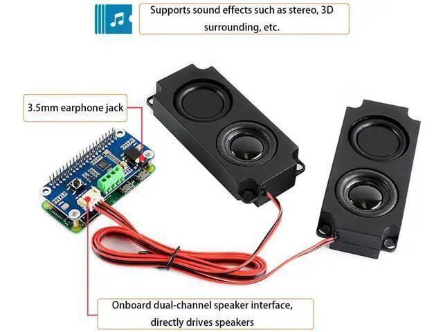 Alt view image 4 of 5 - Audio HAT Module for Raspberry Pi 4B/3B+/3B/2B/B+/A+/Zero/Zero W/Pi Zero WH,WM8960 Hi-Fi Sound Card HAT Stereo CODEC, Play/Record