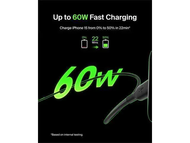 Alt view image 2 of 7 - BoostCharge USB-C to USB-C Cable (1M/3.3ft) Fast Charging Cable for iPhone 16, iPhone 16 Pro, Nintendo Switch 2, Galaxy S25, S24, Pixel, iPad Pro, Carplay & More- Black (2-Pack)
