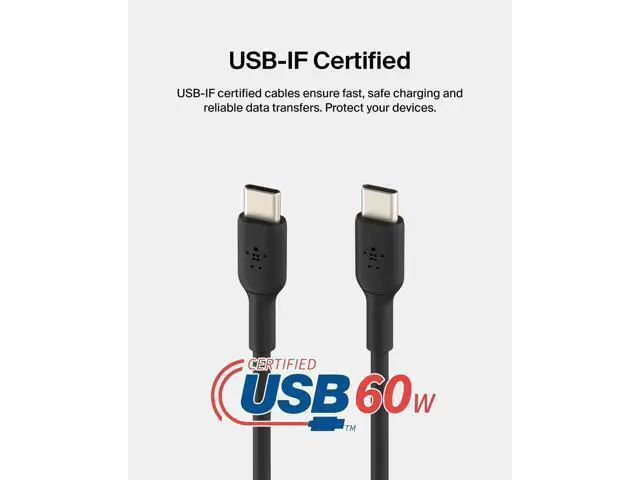Alt view image 3 of 7 - BoostCharge USB-C to USB-C Cable (1M/3.3ft) Fast Charging Cable for iPhone 16, iPhone 16 Pro, Nintendo Switch 2, Galaxy S25, S24, Pixel, iPad Pro, Carplay & More- Black (2-Pack)
