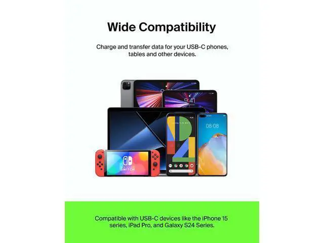 Alt view image 5 of 7 - BoostCharge USB-C to USB-C Cable (1M/3.3ft) Fast Charging Cable for iPhone 16, iPhone 16 Pro, Nintendo Switch 2, Galaxy S25, S24, Pixel, iPad Pro, Carplay & More- Black (2-Pack)