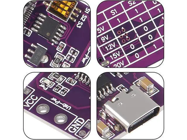 Alt view image 3 of 7 - 10-Pack Type-C QC AFC PD2.0 PD3.0 to DC Spoof Scam Fast Charge Trigger Polling Detector USB-PD Notebook Power Supply Change Board Module