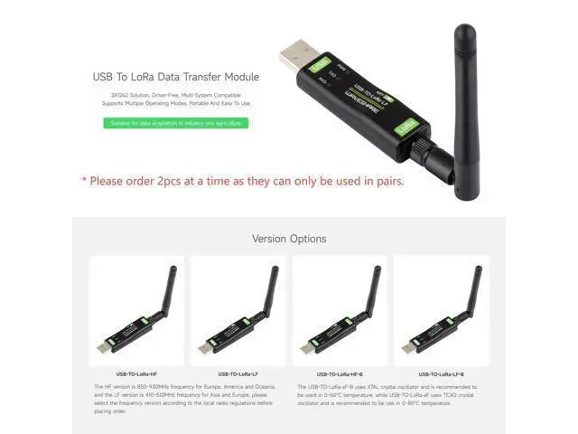 Alt view image 3 of 5 - Waveshare USB to LoRa Data Transfer Module, Based On SX1262, Suitable for Data Acquisition in Industry and Agriculture-XTAL Crystal oscillator