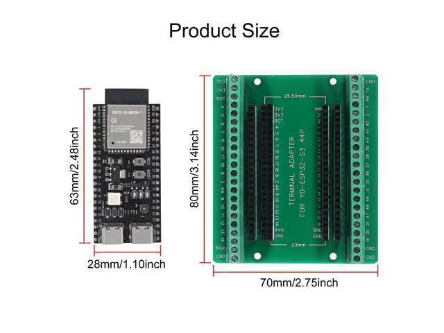 Alt view image 3 of 5 - 2Sets ESP32 S3 Development Board 2.4G WiFi BT Module Internet of Things ESP32-S3-WROOM-1 N16R8 MCU 44Pin 8M PSRAM with Expansion Adapter