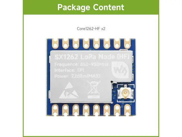 Alt view image 2 of 5 - Waveshare 2PCS Core1262 HF LoRa Module, SX1262 Chip, Meshtastic Devices,Long-Range Communication, Anti-Interference, Suitable for Sub-GHz Band