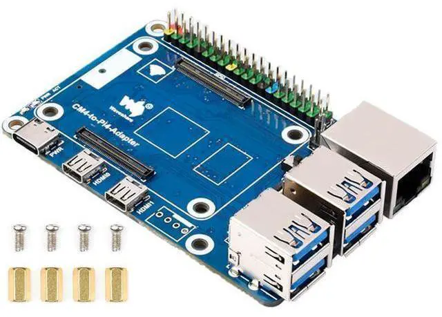 Main image of Compute Module 4 to Raspberry Pi 4 Adapter, Connect CM4 to Replace Raspberry Pi 4B, Alternative for Pi 4,Onboard 4-ch USB 3.0,RJ45 Gigabit Ethernet Port,PoE Header,Compatible with Pi 4B Series HATs